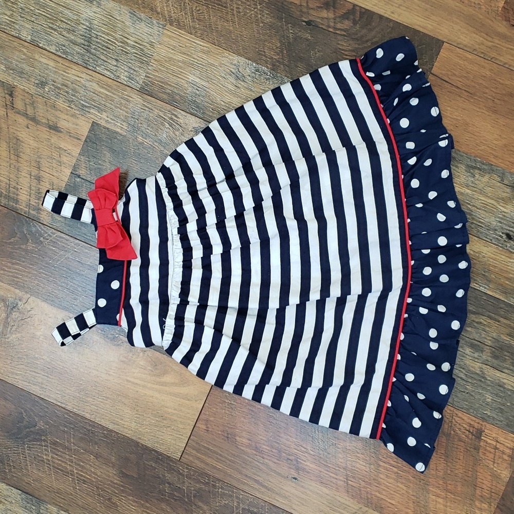 Gymboree Navy Blue and White Striped Ruffle Sleeveless Dress, Size 18-24 Months